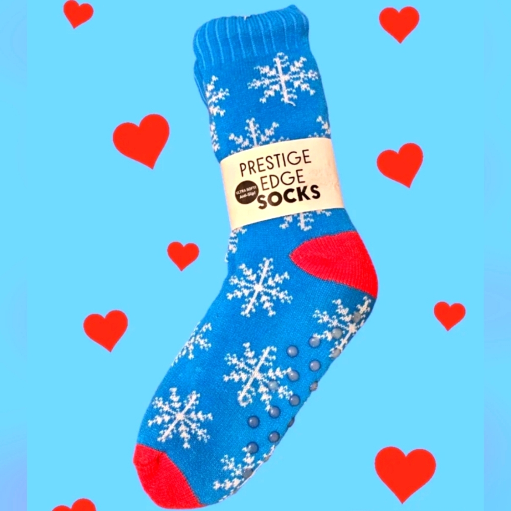 Sherpa Lined Slipper Socks w Non Slip Grippers
